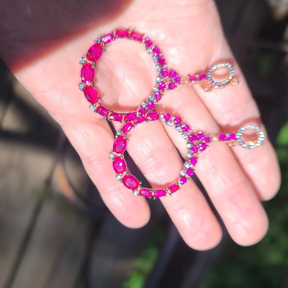 Wreaths of rubies & sapphire earrings - Picture 5 of 6